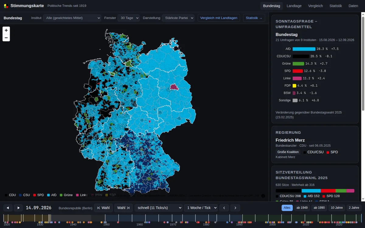 Screenshot von Stimmungskarte